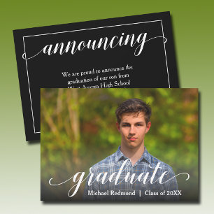 Faire-part Script de graduation photo moderne
