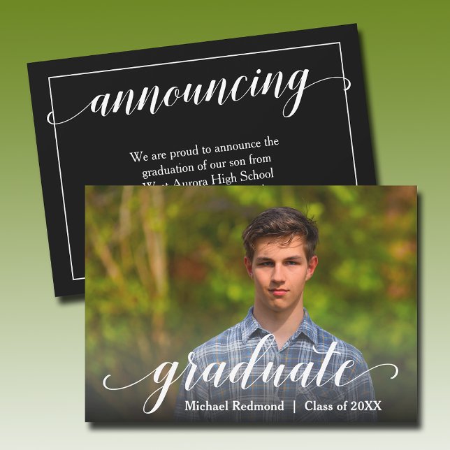 Faire-part Script de graduation photo moderne (Modern photo graduation announcements - PRINTED and/or INSTANT DOWNLOAD)