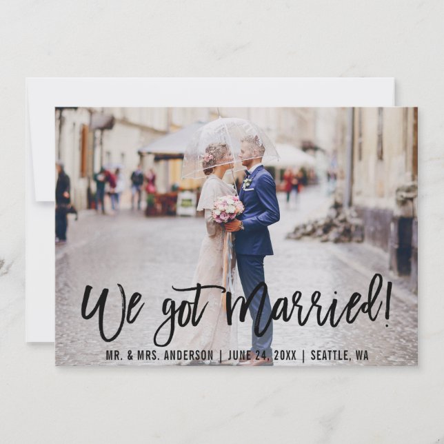 Faire-part Script de pinceau moderne Nous nous sommes mariés  (Devant)