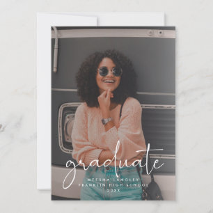 Faire-part Script décontracté Faux Vellum Diplôme Photo