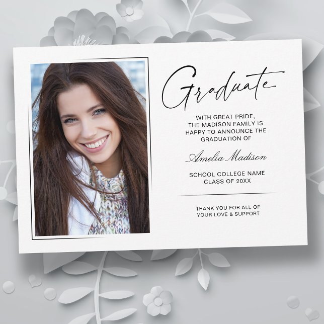 Faire-part Script d'encre manuscrite moderne Graduate 2 photo (Créateur téléchargé)