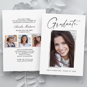 Faire-part Script d'encre unique minimal moderne Graduate 4 p