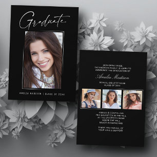 Faire-part Script d'encre unique minimal moderne Graduate 4 p