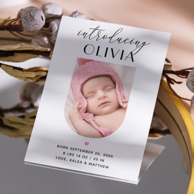 Faire-part Script élégant introduction. Arche photo naissance (Créateur téléchargé)