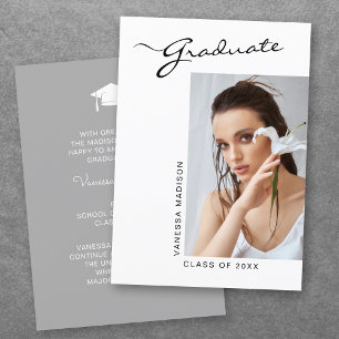 Faire-part Script élégant moderne photo simple Graduation