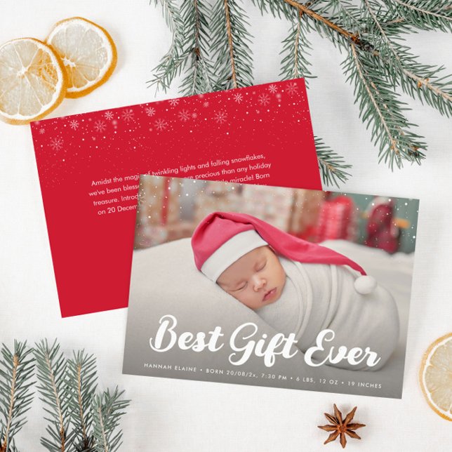 Faire-part script élégant Noël fête annonce de naissance (Créateur téléchargé)