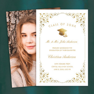 Faire-part Script Gold Ivy De La Photo Parente Graduation Bla