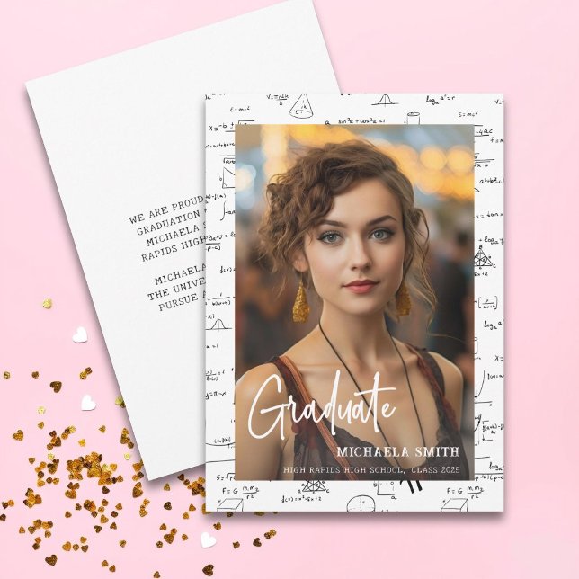 Faire-part Script mathématique moderne photo Lycée diplôme (Créateur téléchargé)