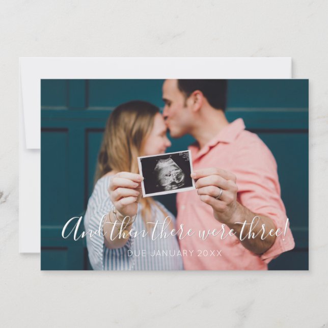 Faire-part Script Moderne Et Puis Il Y Avait Trois Grossesses (Devant)