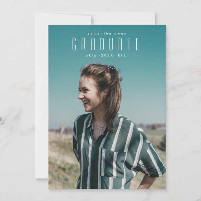 Faire-part Script moderne Full Bleed Graduate Photo Universit (Devant)