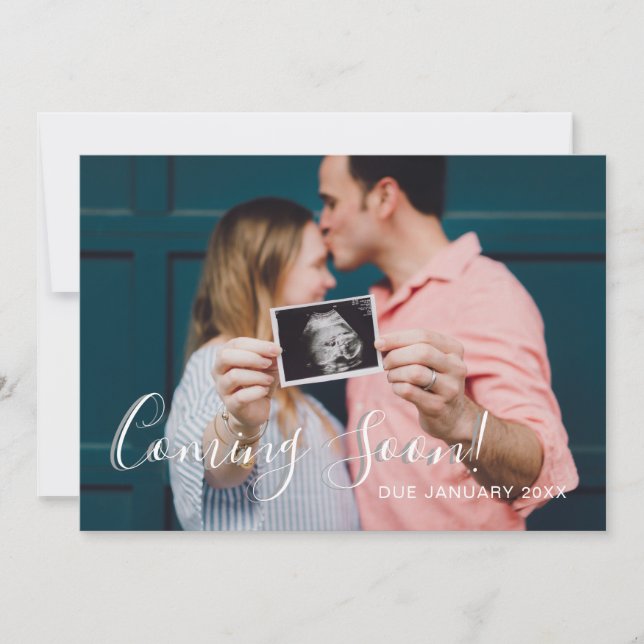 Faire-part Script Moderne Grandes Bandes Vertes Prochainement (Devant)