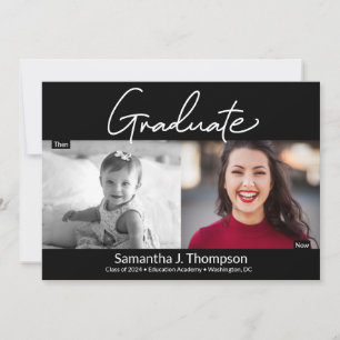 Faire-part Script moderne puis et maintenant la photo de grad