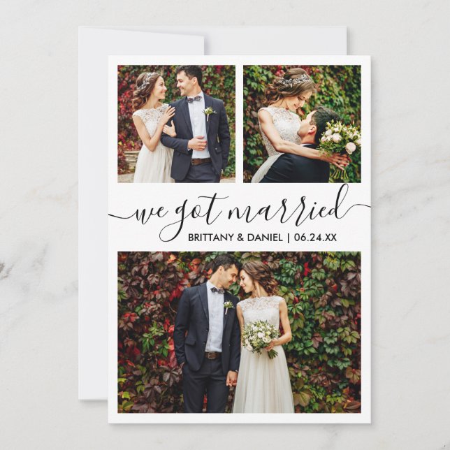 Faire-part Script moderne tendance Nous Nous Sommes Mariés 3  (Devant)