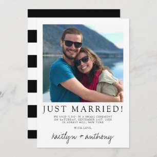 Faire-part Script noir et blanc moderne Mariage minimaliste