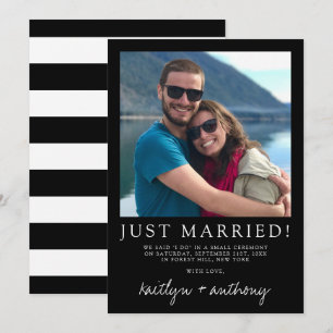 Faire-part Script noir et blanc moderne Mariage minimaliste