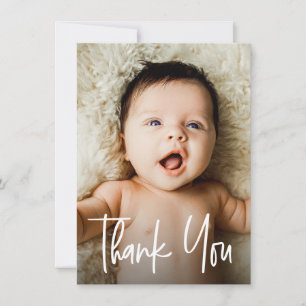 Faire-part Script personnalisé Baby Photo et message