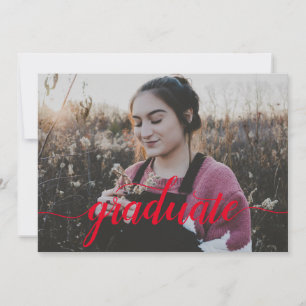 Faire-part Script rouge moderne photo diplôme de l'école seco