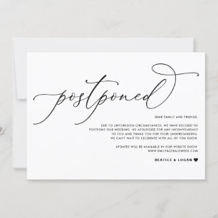 Faire-part Script Whimsical Mariage noir Postponction