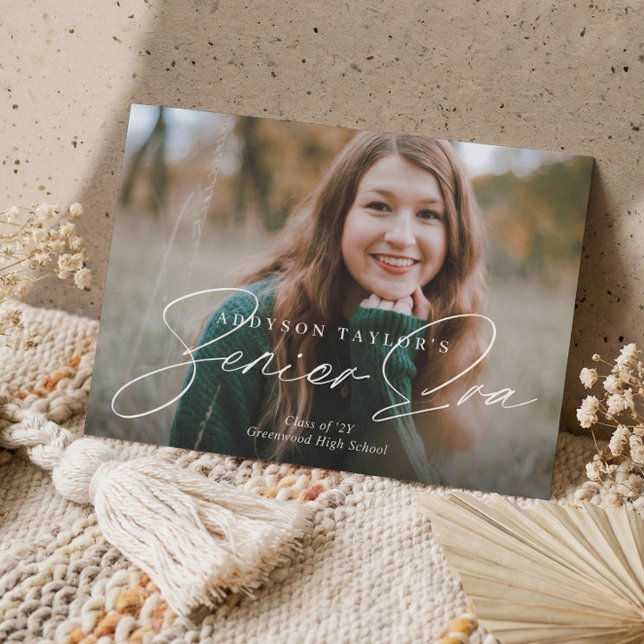Faire-part Senior Era Script Minimal Elegant Graduation Photo (Senior Era Script Minimal Elegant Graduation Photo Announcement)
