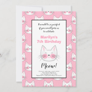 Faire-part Septième fête d'anniversaire pour la fille