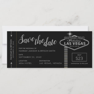 Faire-part Silver Las Vegas Boarding Pass Enregistrer la cart