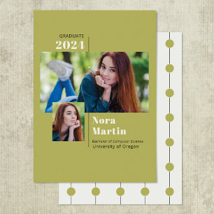 Faire-part Simple 2 Photo College Graduation Avocado Announc