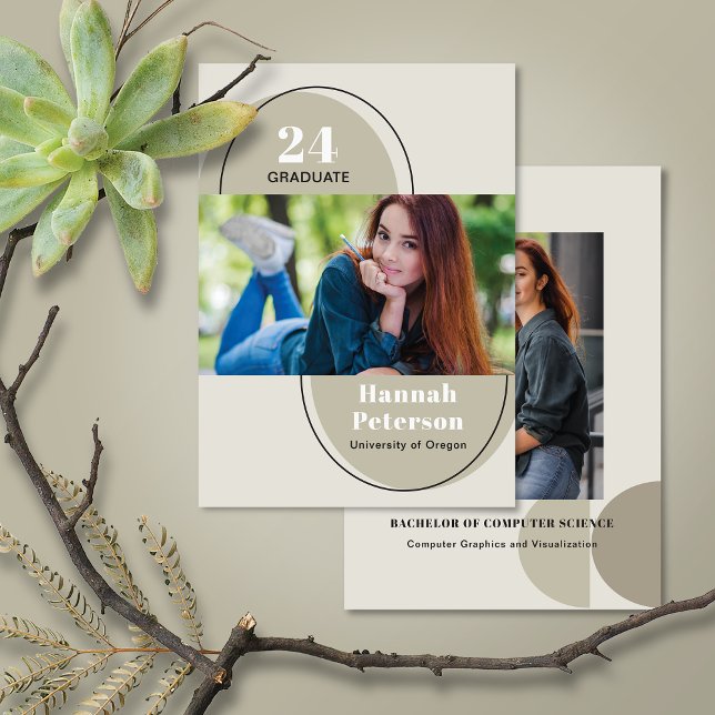Faire-part Simple 2 Photo Graduation College Sage (Créateur téléchargé)