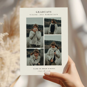 Faire-part Simple 4 photo Collage Graduation