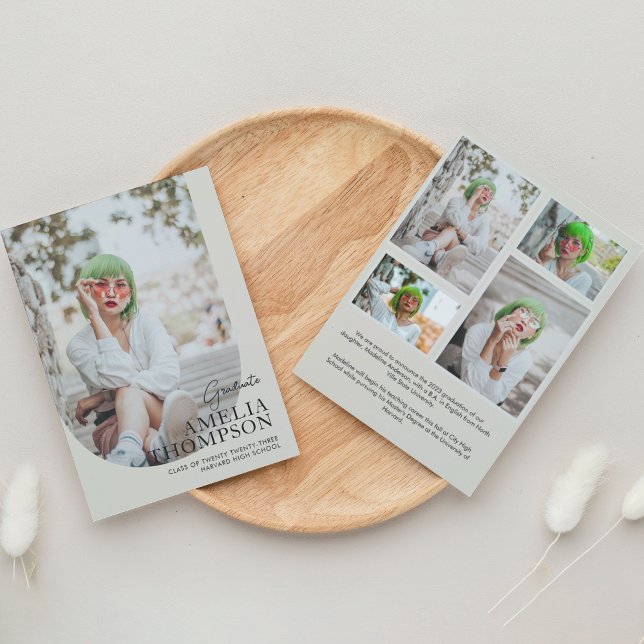 Faire-part Simple Arc clair Beige Photo Collage Graduation (Créateur téléchargé)