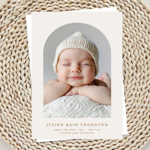 Faire-part simple arche légère personnalisée deux photo naiss