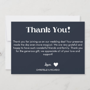 Faire-part Simple bleu marine script mariage merci