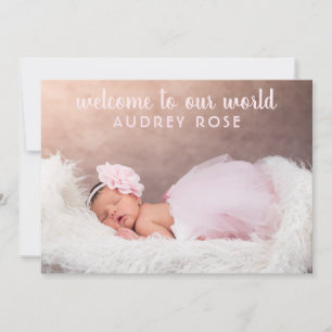 Faire-part Simple Blush Pink Photo Collage Bébé Fille Naissan