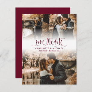 Faire-part Simple Burgundy Mariage Photo Enregistrer La Date