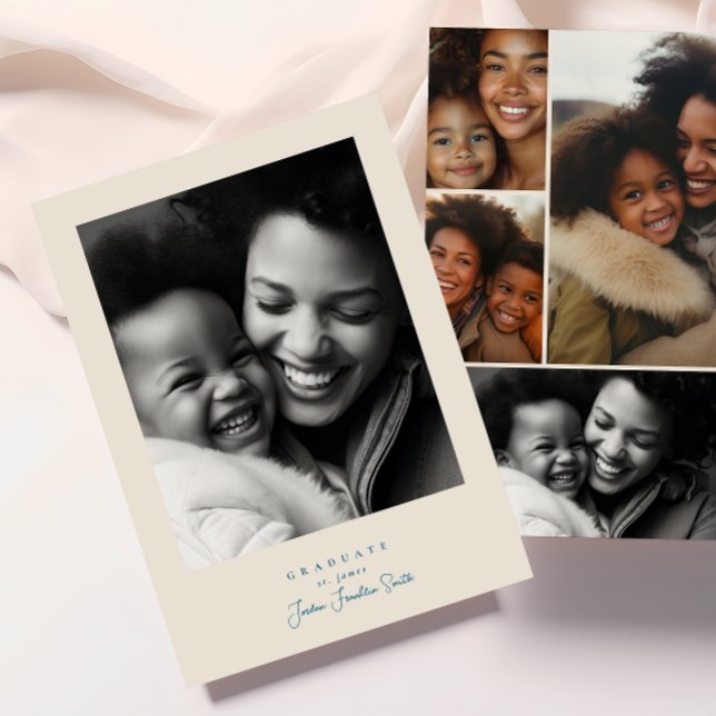 Faire-part simple cadre moderne 5 script photo graduation (Créateur téléchargé)