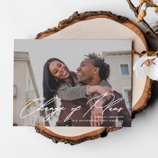 Faire-part Simple changement de date de mariage avec photo (Créateur téléchargé)