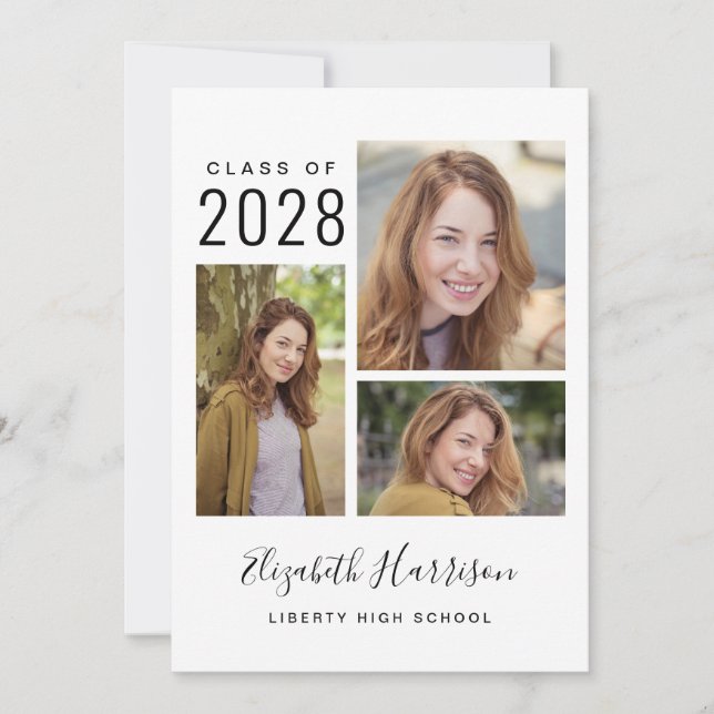 Faire-part Simple collage de photos de remise de diplôme (Devant)
