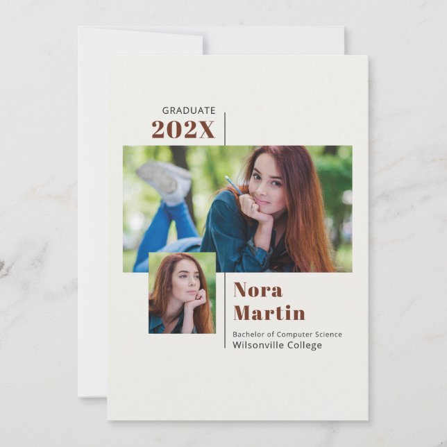 Faire-part Simple College Graduation Auburn Cream (Devant)