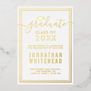 Faire-part simple de graduation Foil Invitation