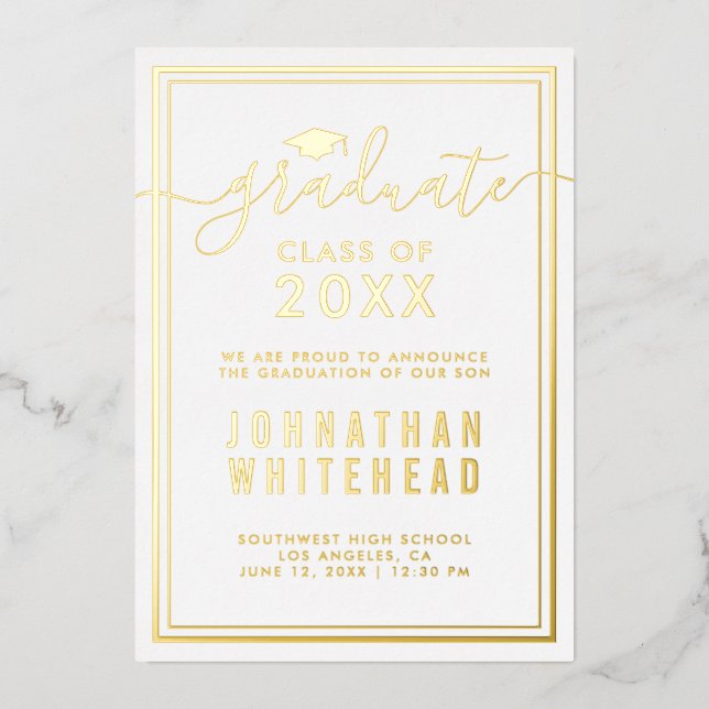 Faire-part simple de graduation Foil Invitation (Recto)