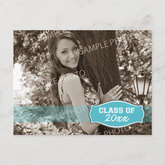 Faire-part simple de graduation photo (aqua)