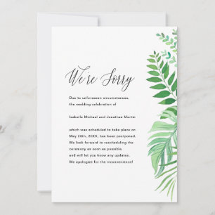 Faire-part simple de report Mariage Feuille