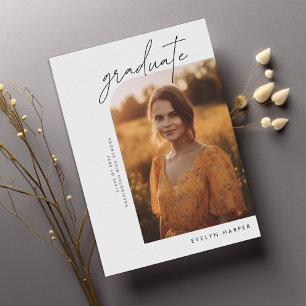 Faire-part Simple Décontracté Script College 2 Photo Graduati