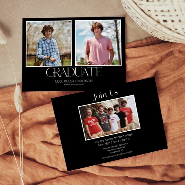 Faire-part simple d'obtention d'un diplôme photo (Chic Typography Graduation Announcement Invitation)