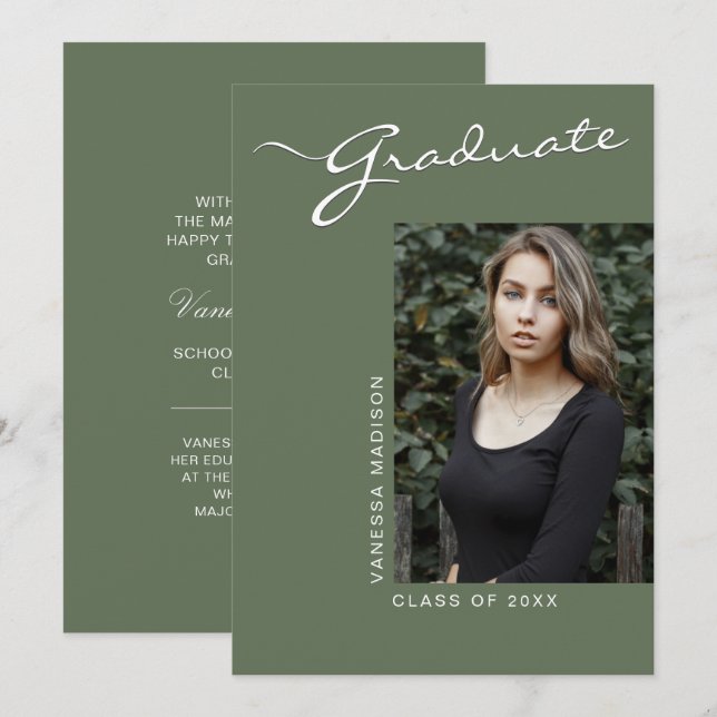 Faire-part Simple élégant moderne | 1 Diplôme photo (Devant / Derrière)