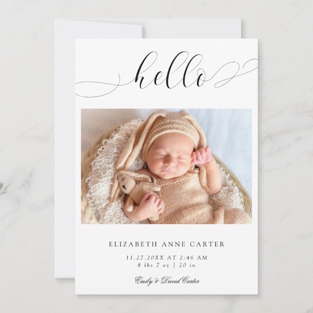 Faire-part Simple Élégant Swashes Script Minimaliste Moderne (Devant)