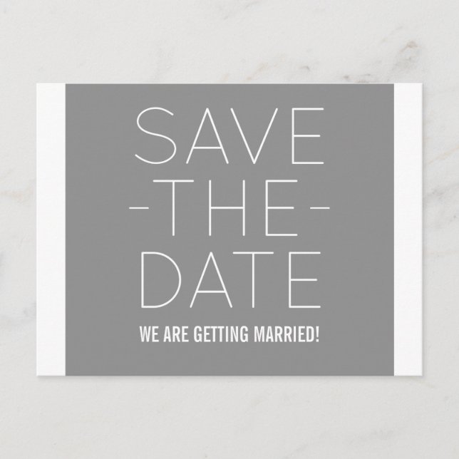 Faire-part Simple Enregistrer la carte postale Date, Gris (Devant)