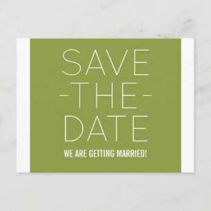 Faire-part Simple Enregistrer la carte postale Date, Olive Gr