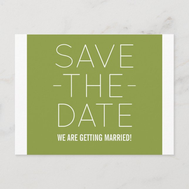 Faire-part Simple Enregistrer la carte postale Date, Olive Gr (Devant)