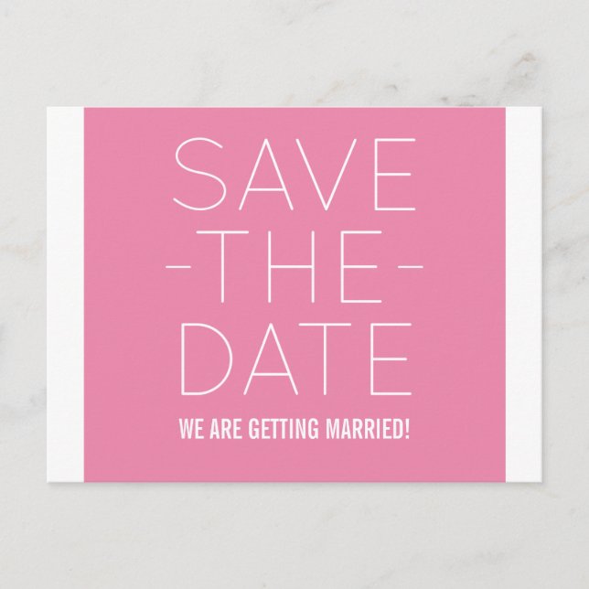Faire-part Simple Enregistrer la carte postale Date, rose (Devant)