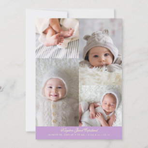 Faire-part Simple grille de photos Annonce de naissance Wiste